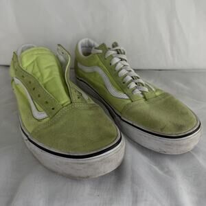 Vans Off The Wall Old Skool Lime Green Suede Classic Sneakers Wms 11 Men 9.5